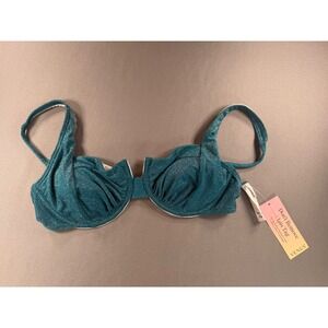 NWT Venus Womens Teal Metallic Shimmer Underwire Bikini Swim Top Size D NEW